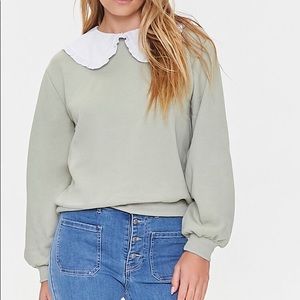 NWT Green Ruffle Collar Sweater